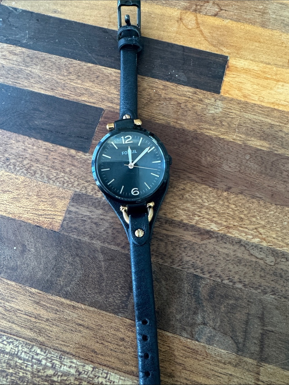 Fossil Black Watch with Gold-Tone Hardware